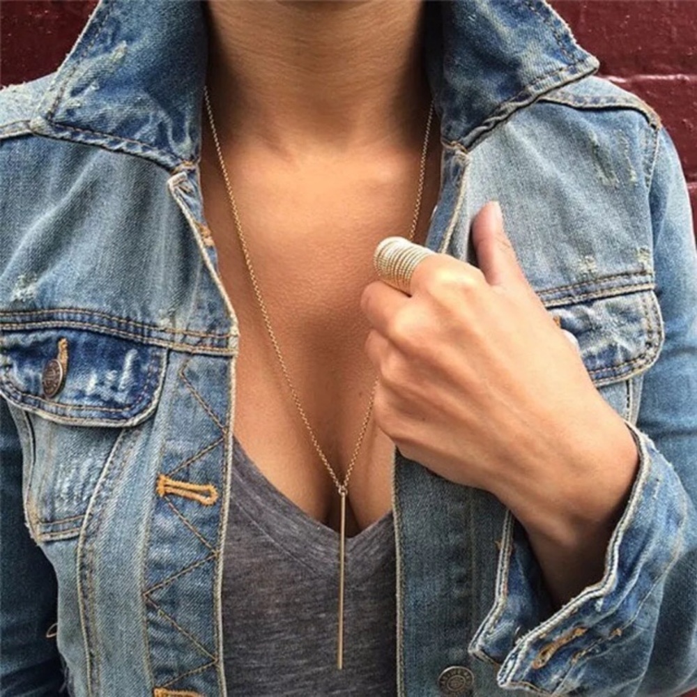 ‼️3/$30 Boho Sexy Long Gold Bar Pendant Necklace